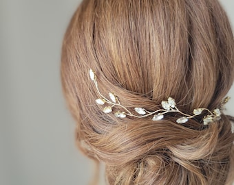 Bridal Hair Piece, Gold Crystal Hair Vine, Bridal Hair Accessories, Rose Gold Wedding Hair Vine, Rhinestone Headband