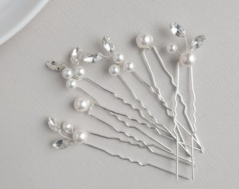 Silver Pearl Hair Pins, Gold Wedding Hair Comb, Pearl Bridal Hair Piece, Wedding Hair Accessory, Hair Clip, Bridesmaid Hair