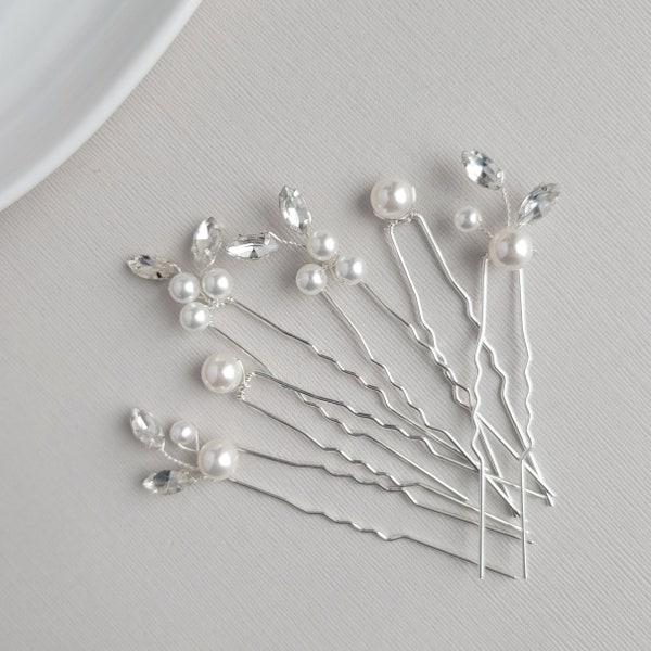 Silver Pearl Hair Pins, Gold Wedding Hair Comb, Pearl Bridal Hair Piece, Wedding Hair Accessory, Hair Clip, Bridesmaid Hair