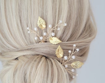 Gold Leaf Hair Comb, Wedding Hair Pins, Leaf Hair Hair Comb, Bridal Hair Piece,  Bridesmaid Hair, Wedding Hair Accessory