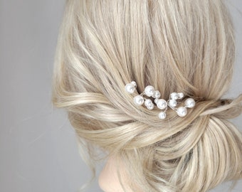 Pearl Hair Pins, Wedding Pearl Hair Piece, Bridal Headpiece, Bridesmaid Hair Piece, Silver Hair Pins, Gold Hair Comb, Rose Gold