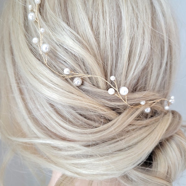 Pearl Wedding Hair Accessory, Pearl Bridal Hair Piece, Bridal Hair Vine, Pearl Headband, Bridal Tiara, Hair Wreath, Bridal Head Piece, Tiara