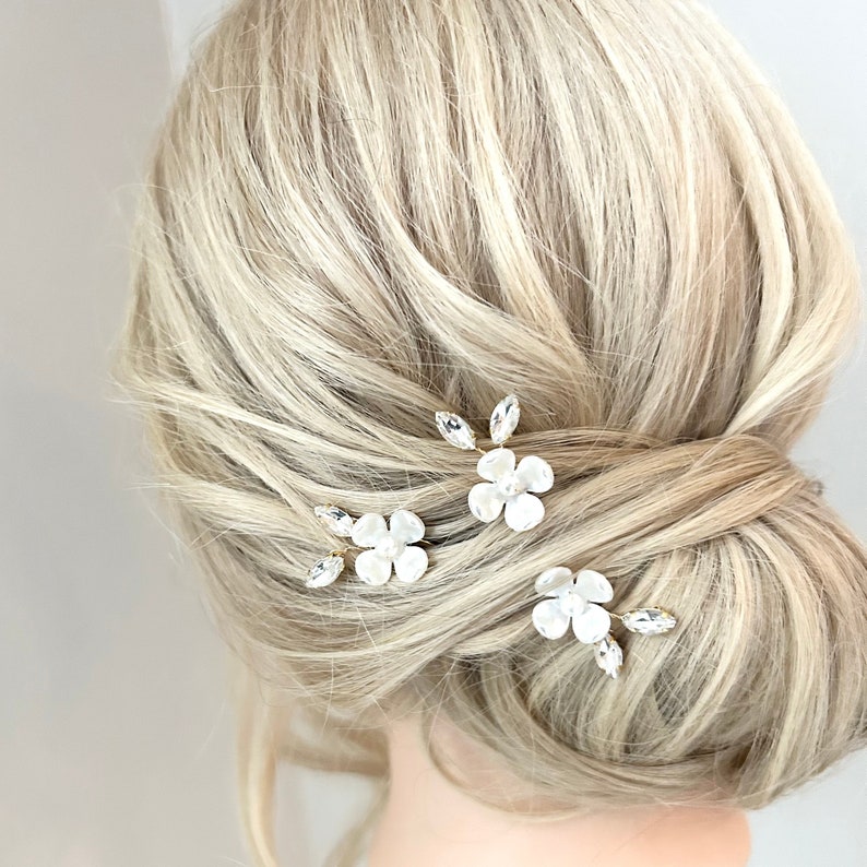 Flower Hairpiece, Bridal Hair Pins, Wedding Hair Comb, Flower Hair Clip, Wedding hair Accessory image 1