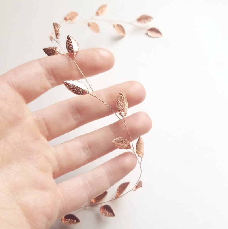 Wedding Hair vine Rose Gold Hair Vine Boho Wedding Rose Gold Tiara Wedding Headpiece Leaf Vine Bridal Hairpiece