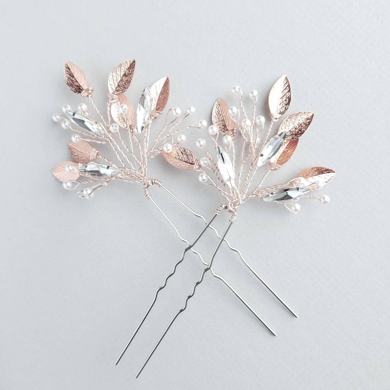 Rose Gold Hair Pieces Wedding Hair Comb Rose Gold Hair Pins Etsy