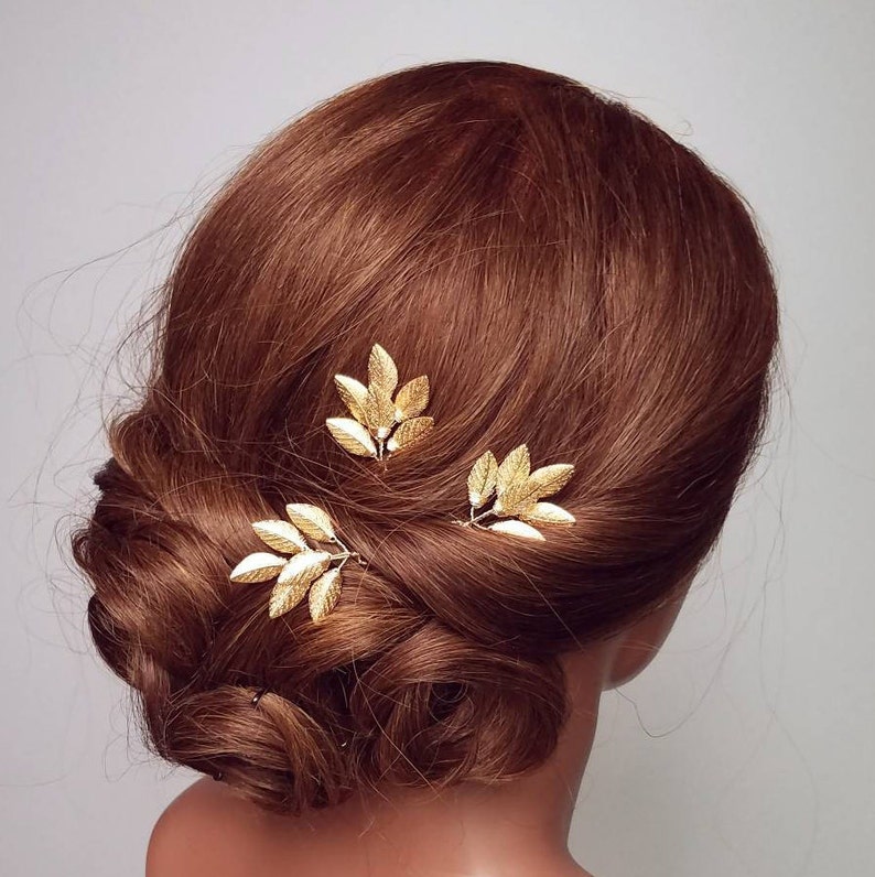 Gold Leaf Hair Comb Bridal Hair Vine Leaf Hair Pins Bridal Etsy