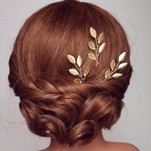 Bridal Headpiece, Gold Bridal Hair Vine, Gold Leaf Hair Comb, Gold Hair Vine, Bridal Comb, Wedding Hair piece, Gold Leaf Hair Vine image 3