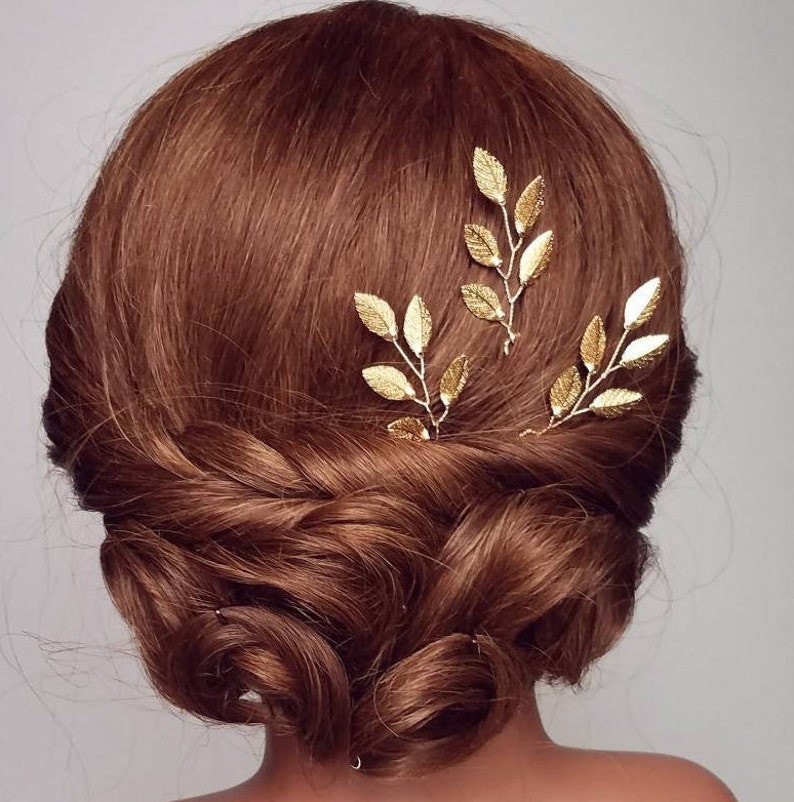 Bridal Headpiece, Gold Bridal Hair Vine, Gold Leaf Hair Comb, Gold Hair Vine, Bridal Comb, Wedding Hair piece, Gold Leaf Hair Vine image 3