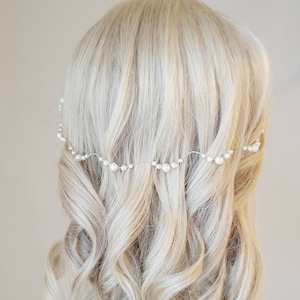 Cheveux de liane en perles, serre-tête de mariée en perles, mèche de cheveux de mariage, bijoux pour cheveux en perles, liane de cheveux or, bandeau en argent image 4