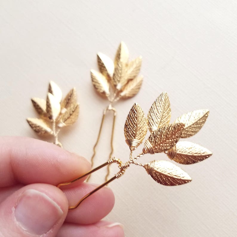 Gold Leaf Hair Comb, Bridal Hair Vine, Leaf Hair Pins, Bridal Hair Accessory, Leaf Hair Clips, Wedding Hair Comb, Bridal Hair Pieces image 2