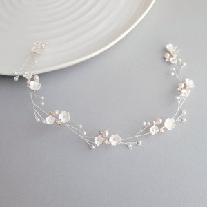 Pearl Headband, Wedding Hair Vine, Flower Hair Piece, Bridal Hair Accessory, Pearl Hair Jewelry