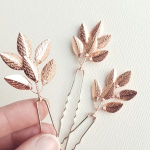 Gold Leaf Hair Pins, Gold Vine Hairpieces, Leaf Hair Comb, Wedding Hair Pieces, Leaf Headpiece, Gold Hairpins, Bridal Hair Comb image 3