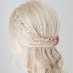 Rose Gold Hair Vine, Wedding Hair vine, Leaf Vine, Bridal Hairpiece, Rose Gold Tiara, Wedding Headpiece, Boho Wedding image 4