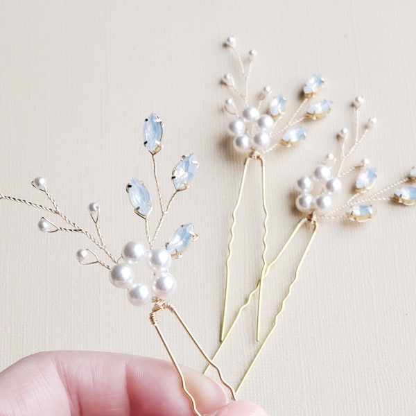 Opal Hair Comb, Wedding Hair Vine, Flower Hair Piece, Bridal Hair Pins, Moonstone Hair Accessory, Bridesmaid Hair