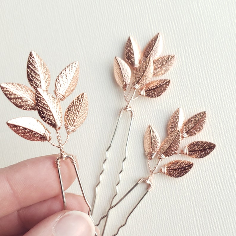 Gold Leaf Hair Comb, Bridal Hair Vine, Leaf Hair Pins, Bridal Hair Accessory, Leaf Hair Clips, Wedding Hair Comb, Bridal Hair Pieces image 6