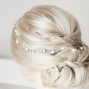 Teardrop Hair Vine, Bridal Headband, Pearl Hair Wreath, Wedding Hair piece, Pearl Hair Vine Headpiece image 5