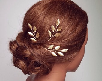 Gold Leaf Hair Comb, Bridal Hair Pins, Bridal Hair Vine, Bridal Hair Piece, Wedding Hairpiece, Gold Leaf Headpiece, Gold Hair Comb