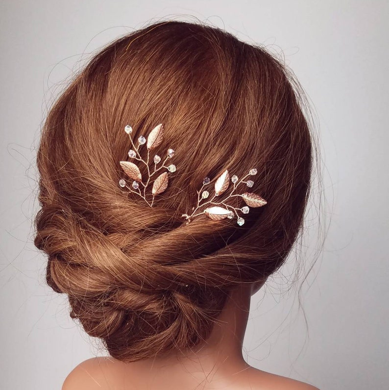 Rose Gold Hair Comb Crystal Hair Pins Gold Bridal Hair Vine Etsy