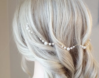 Pearl Hair Vine, Bridal Headband, Pearl Hair Wreath, Bridal Hair piece, Pearl Headpiece