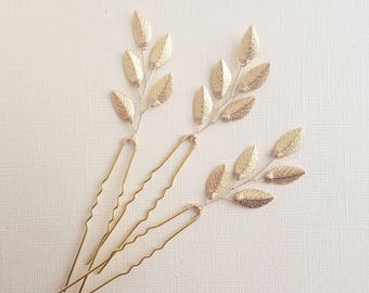 Gold Hair Accessory, Gold Leaf Bridal Hair Comb, Wedding Hair Piece, Branch Hair Pins, Bridal Hair Vine, Boho Wedding, Headpiece