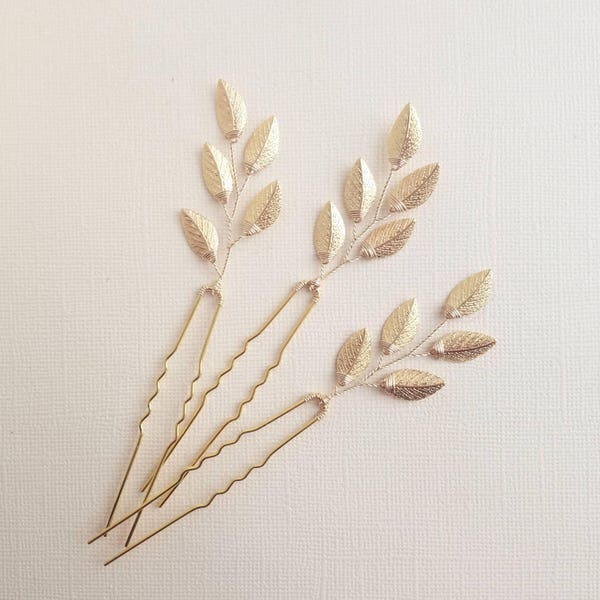 Gold Hair Accessory, Gold Leaf Bridal Hair Comb, Wedding Hair Piece, Branch Hair Pins, Bridal Hair Vine, Boho Wedding, Headpiece