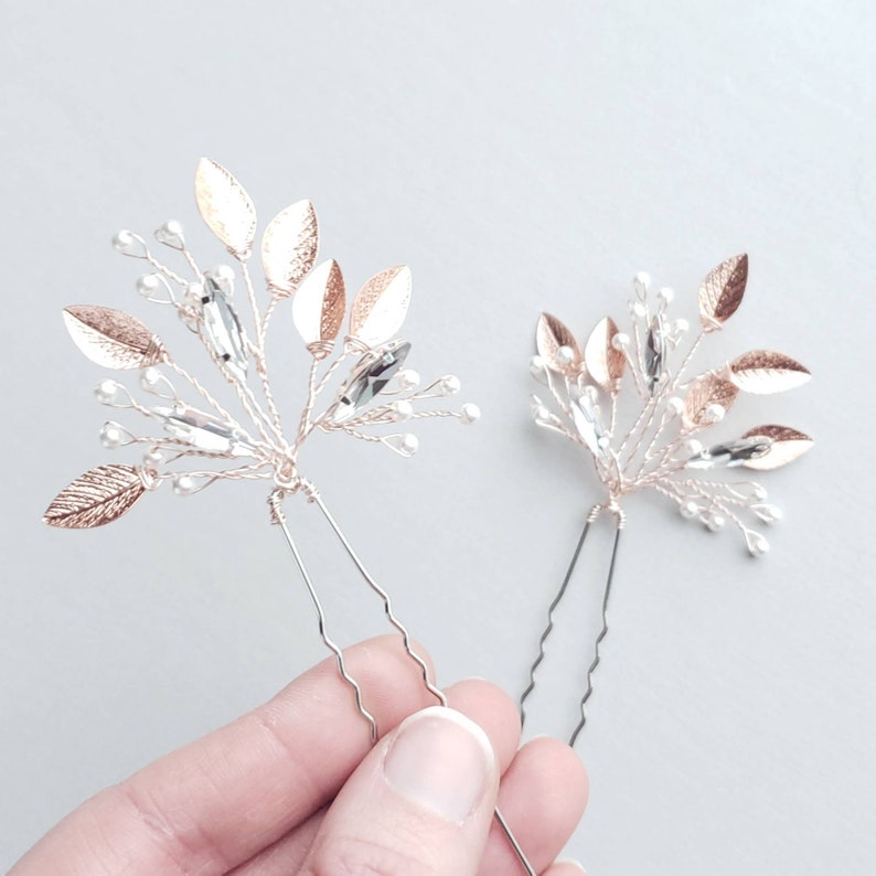 Rose Gold Hair Pieces Wedding Hair Comb Rose Gold Hair Pins Etsy