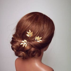 Gold Leaf Hair Pins, Gold Vine Hairpieces, Leaf Hair Comb, Wedding Hair Pieces, Leaf Headpiece, Gold Hairpins, Bridal Hair Comb image 2