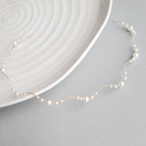 Perlen Stirnband, Hochzeit Perle Haarkranz, Braut Haarranke, Perle Kopfschmuck, Halo