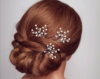 Wedding Hair Comb, Pearl Hair Pins, Bridal Hair Pieces, Baby's Breath Hair Comb, Beaded Wedding Wreath, Pearl Hair Vine, Hairpieces