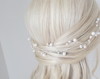 Bandeau de perles, vigne de cheveux perlés, morceau de cheveux de mariage, casque de mariée, couronne de cheveux de mariée