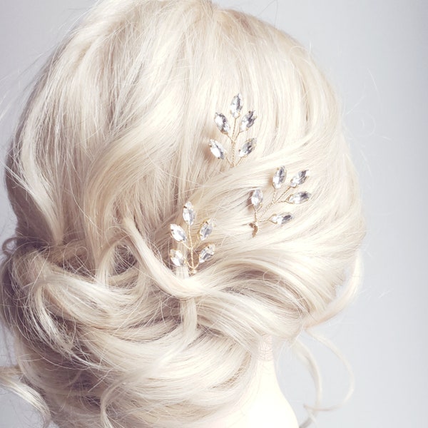 Rhinestone Hair Pins, Gold Hair Comb, Bridal Hair Piece, Wedding Hair Accessories, Bridal Headpiece, Wedding Hair Vine