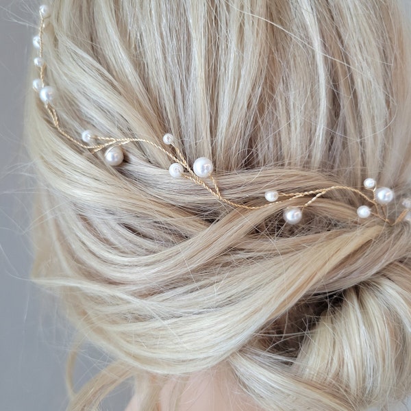 Pearl Wedding Hair Piece, Beaded Hair Vine, Bridal Comb, Bridal Headband, Wedding Headpiece, Bridal Hair Accessory