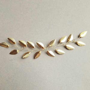 Gold Wedding Hair Vine, Gold Hair Piece, Leaf Hair Comb, Bridal Hair Vine, Wedding Hair Piece, Bridal Hair Vine, Wedding Headpiece imagem 2