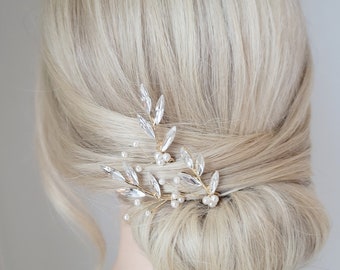 Gold Wedding Hair Comb, Bridal Hair Pieces, Rhinestone Hair Pins, Gold Hair Piece, Bridal Hair Jewelry, Wedding Hair Clip