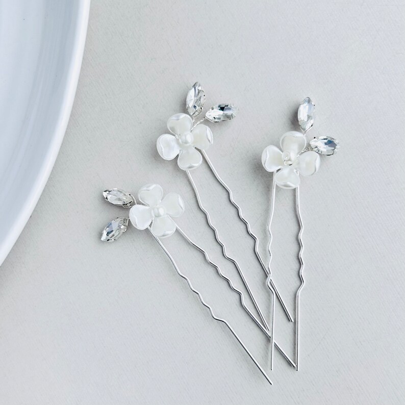 Flower Hairpiece, Bridal Hair Pins, Wedding Hair Comb, Flower Hair Clip, Wedding hair Accessory image 9