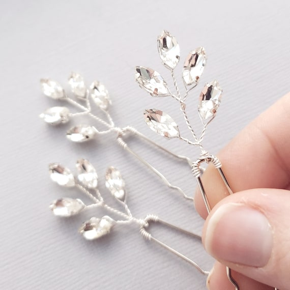 10 Strass-Haarnadeln Mit Blatt-Design – Elegante Haarspangen Für Hochzeit, Ball & Festliche Anlässe
