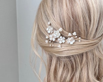 Alfileres de pelo de flores nupciales, peine de pelo de flores para boda, pieza de pelo de novia, accesorio de pelo floral, niña de flores, clip de pelo de novia