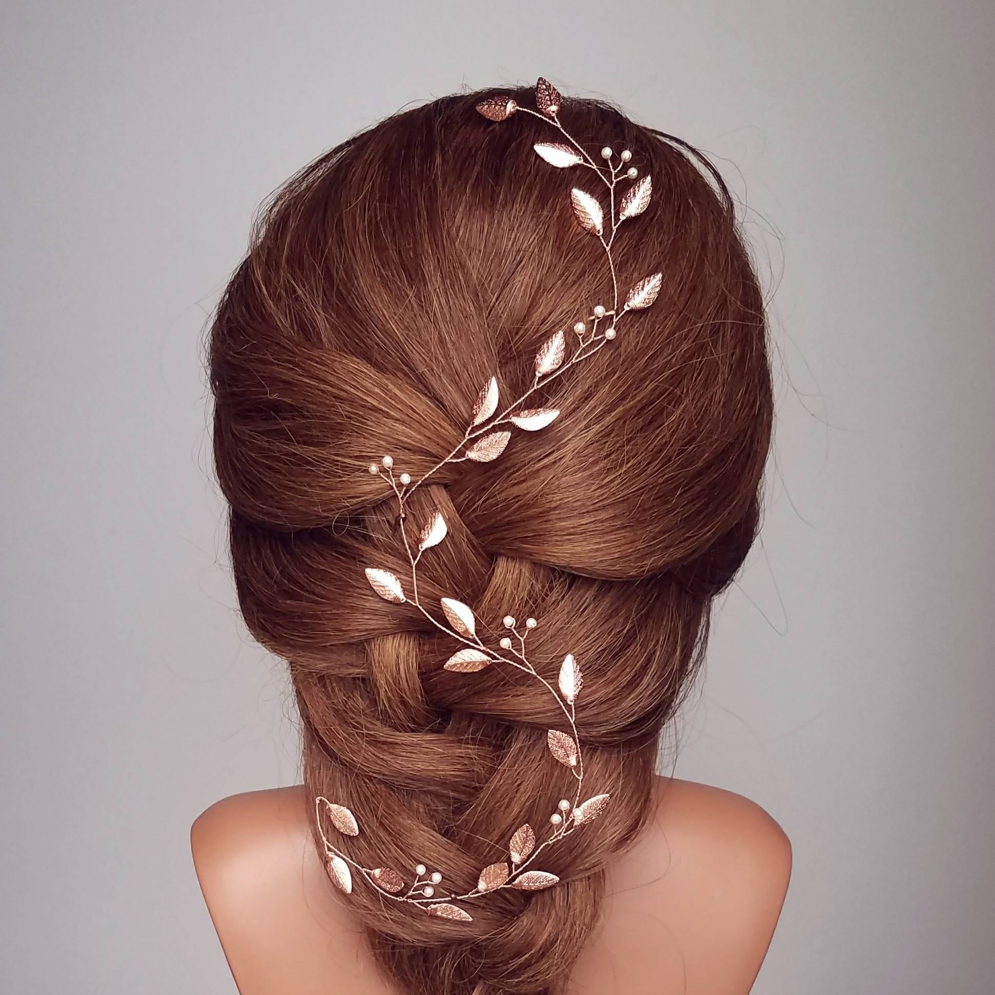Bridal Hair Vine Rose Gold Leaf Vine Wedding Hair Piece Etsy