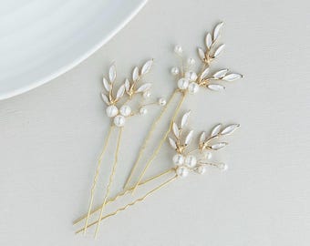 Wedding Hair Combs, Leaf Bridal Hair Pins, Gold Wedding Hair Pins, Leaf Headpiece, Bridesmaid Hair