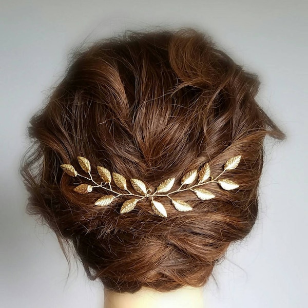Enredadera de pelo de boda dorada, Pedazo de pelo dorado, Peineta de hojas, Enredadera de pelo nupcial, Pedazo de pelo de boda, Enredadera de pelo nupcial, Tocado de boda