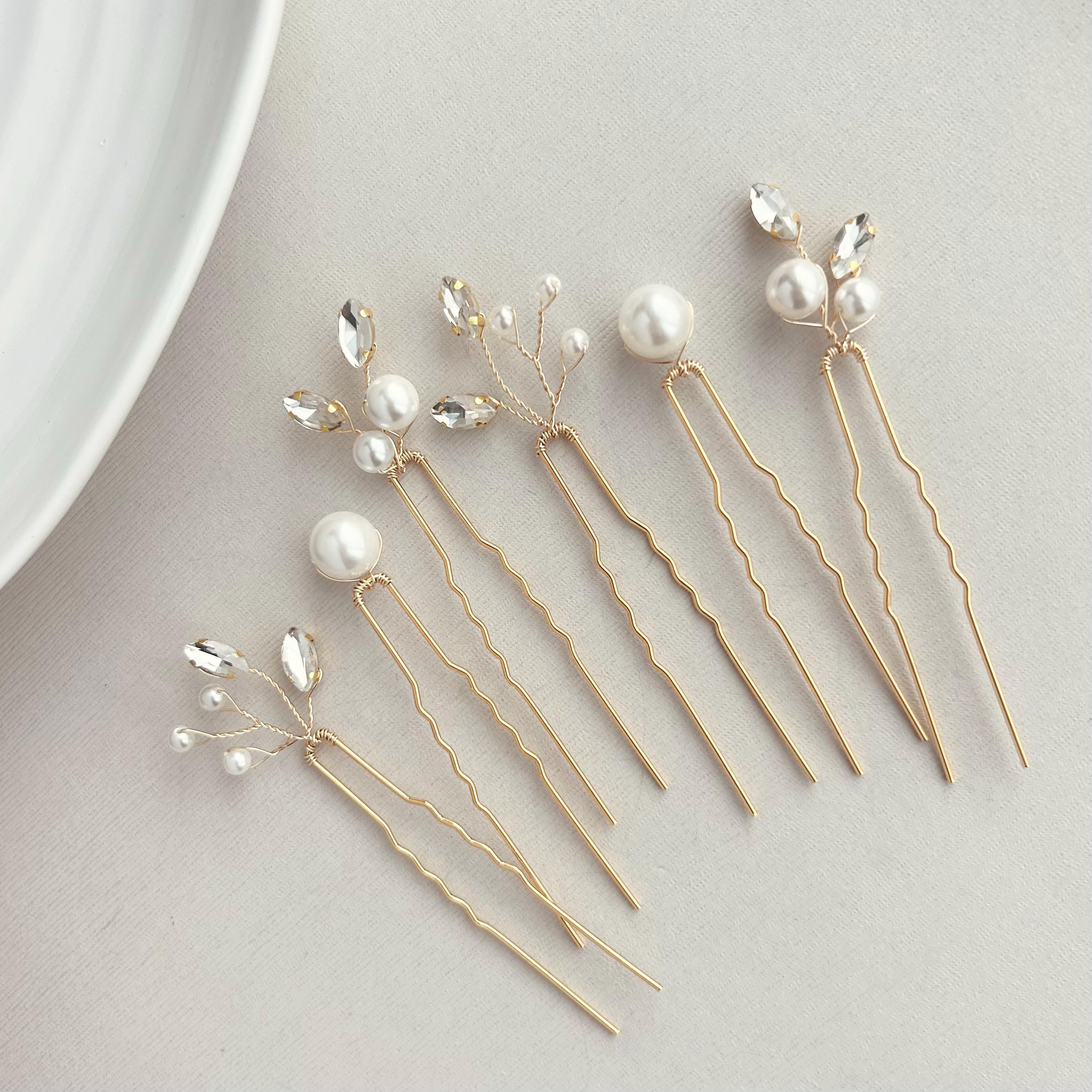 Wedding Pearl Hair Pins, Bridal Hairpieces, Wedding Hair accessories, Gold HairComb