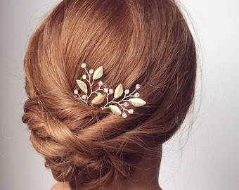 Gold Bridal Hair Pins, Leaf Hair Vine, Bridal Hair Comb, Wedding Hair Comb, Bridal Headpiece, Wedding Hair Piece, Bridal Hair Vine