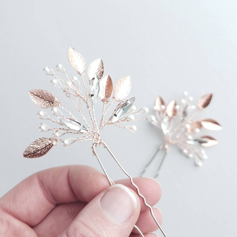 Rose Gold Hair Pieces Wedding Hair Comb Rose Gold Hair Pins Etsy