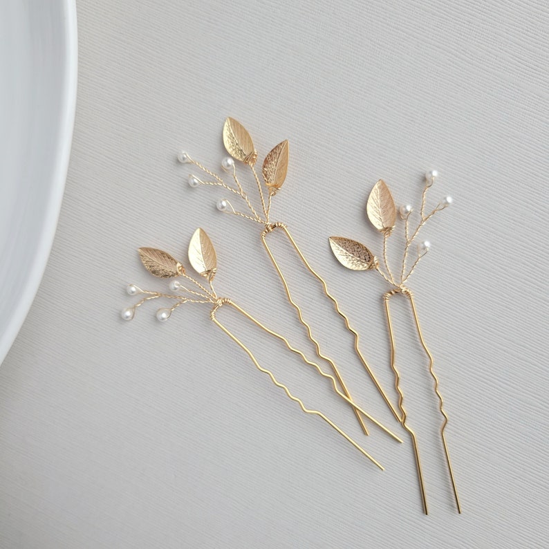 Gold Hair Pins Leaf Hair Piece Wedding Hair Comb Silver Etsy