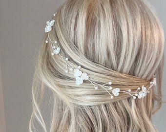 Hochzeits-Stirnband Mit Blumen Und Perlen – Haarschmuck Für Braut, Brautjungfer & Blumenmädchen