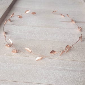 Rose Gold Hair Vine, Wedding Hair vine, Leaf Vine, Bridal Hairpiece, Rose Gold Tiara, Wedding Headpiece, Boho Wedding image 1