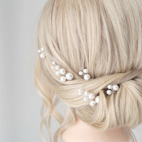 Pearl Hair Comb Hairpin Pearl bridal comb and pin set - Pearl bubbles hair comb and  main image 4