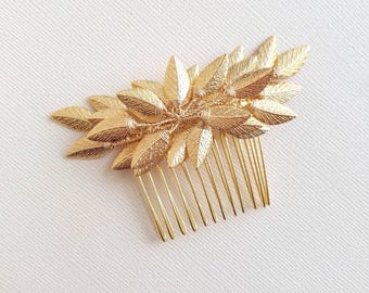 Pettine per capelli d'oro Pezzo per capelli da sposa, copricapo di vite in foglia d'oro, vite per capelli da sposa in oro, pettine per capelli in foglia, copricapo da sposa