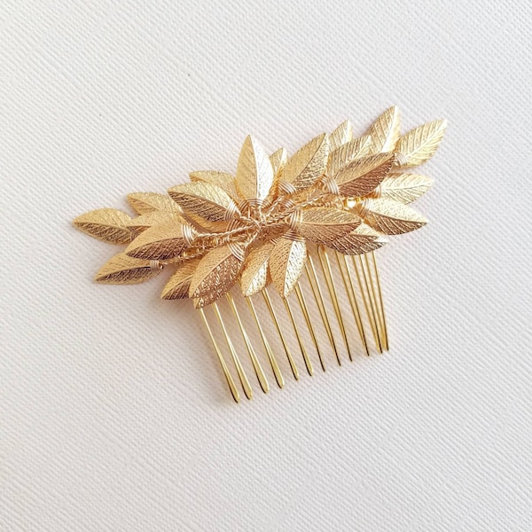 Gold Hair Comb Bridal Hair Piece, Gold Leaf Vine Headpiece, Gold Wedding Hair Vine, Leaf Hair Comb, Wedding headpiece