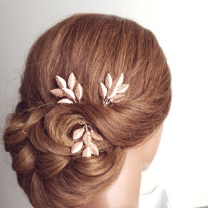 Gold Leaf Hair Pins, Gold Vine Hairpieces, Leaf Hair Comb, Wedding Hair Pieces, Leaf Headpiece, Gold Hairpins, Bridal Hair Comb image 5